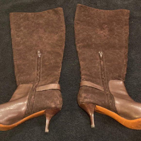 COACH Brown Suede High Heel Boot/Sz 8 B - Picture 1 of 5